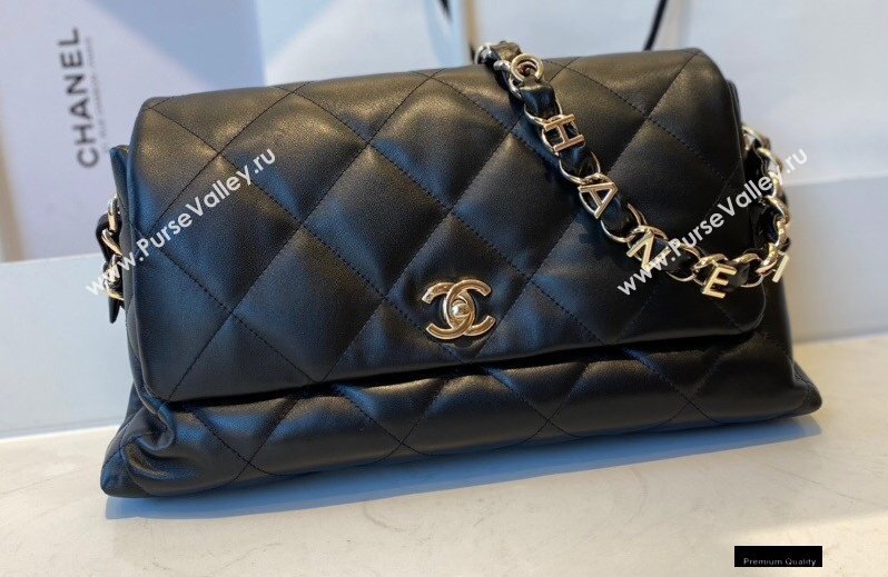 Chanel Lambskin Large Flap Bag with Logo Strap AS2316 Black 2021 (jiyuan/haoyun-21012201)