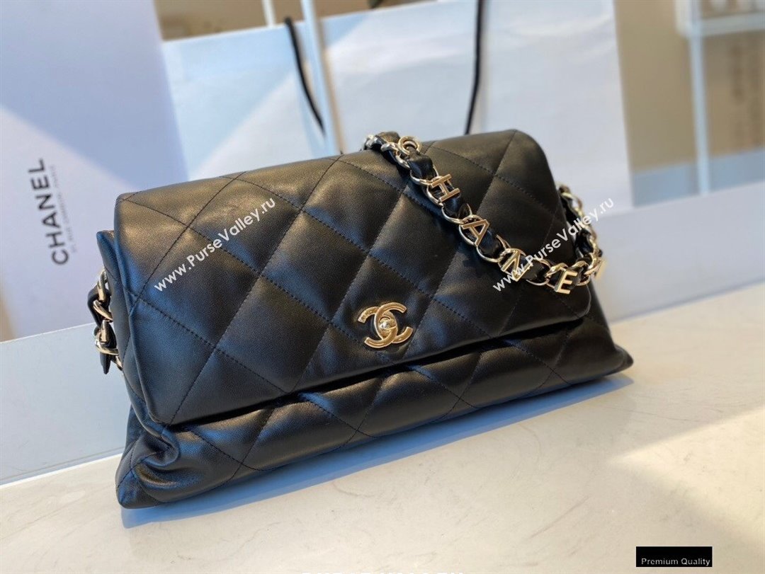 Chanel Lambskin Large Flap Bag with Logo Strap AS2316 Black 2021 (jiyuan/haoyun-21012201)