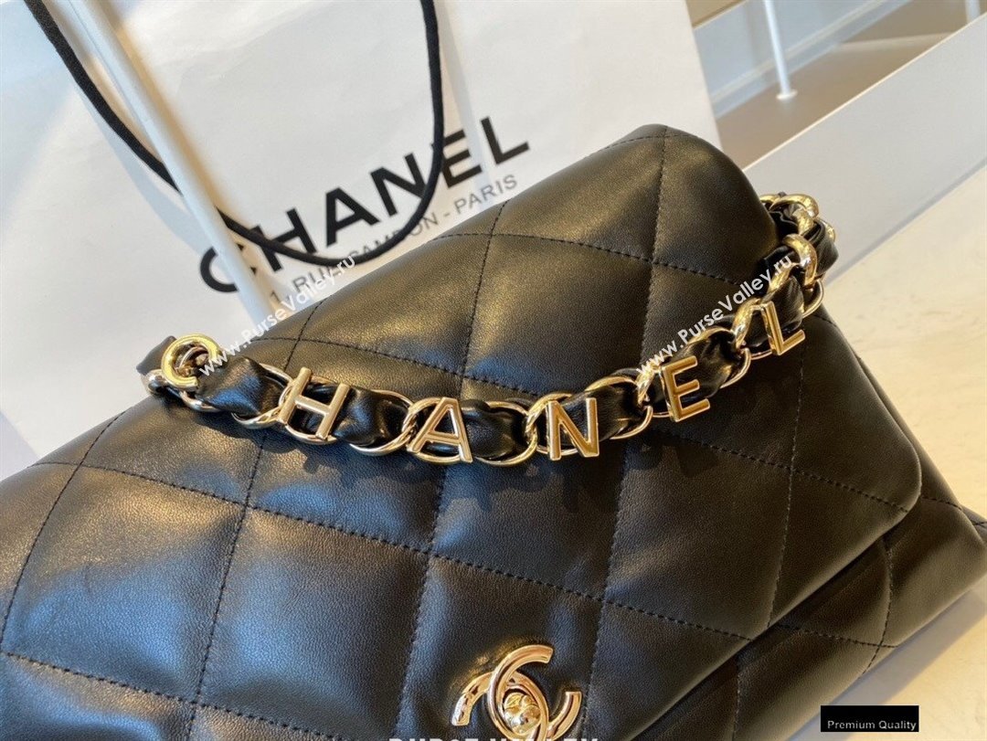 Chanel Lambskin Large Flap Bag with Logo Strap AS2316 Black 2021 (jiyuan/haoyun-21012201)