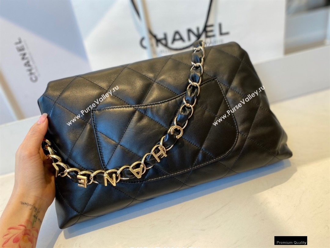 Chanel Lambskin Large Flap Bag with Logo Strap AS2316 Black 2021 (jiyuan/haoyun-21012201)