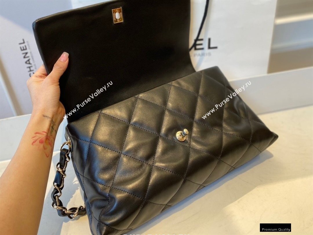 Chanel Lambskin Large Flap Bag with Logo Strap AS2316 Black 2021 (jiyuan/haoyun-21012201)