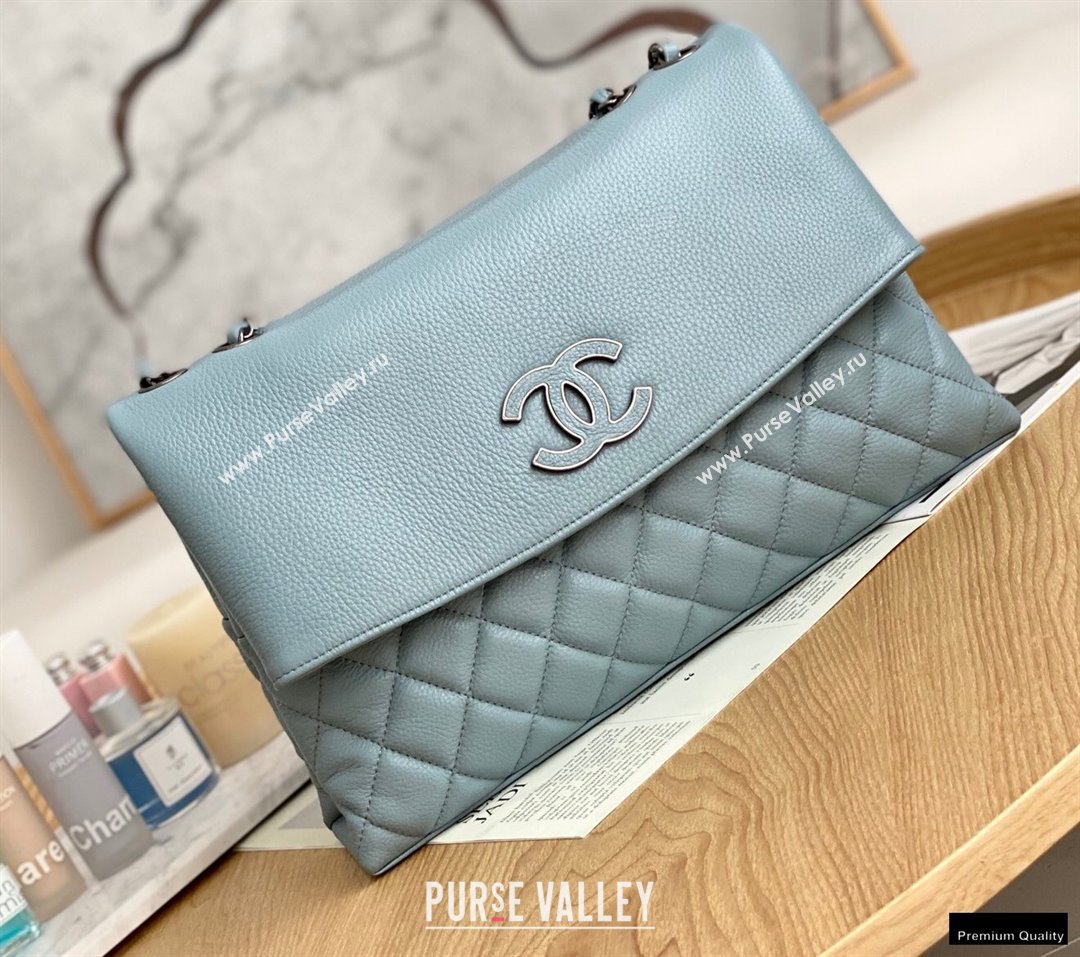 Chanel Deer Grained Calfskin Flap Shoulder Bag Light Blue (yingfeng-21012737)
