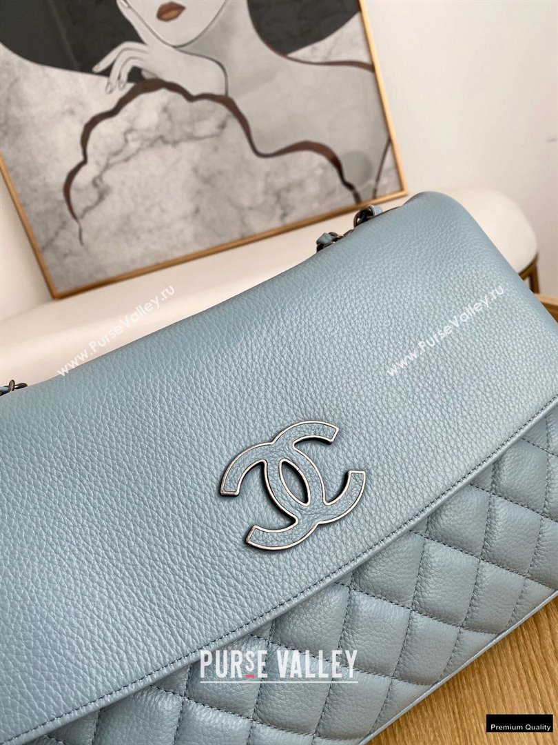 Chanel Deer Grained Calfskin Flap Shoulder Bag Light Blue (yingfeng-21012737)