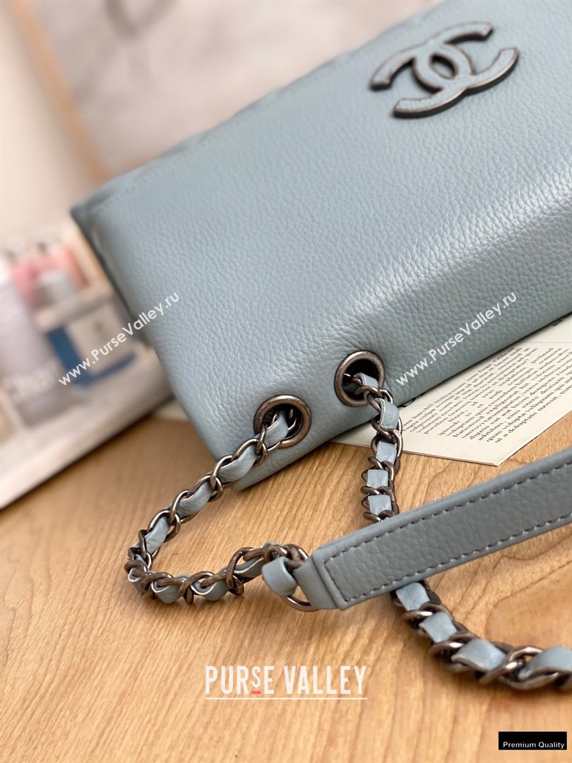 Chanel Deer Grained Calfskin Flap Shoulder Bag Light Blue (yingfeng-21012737)