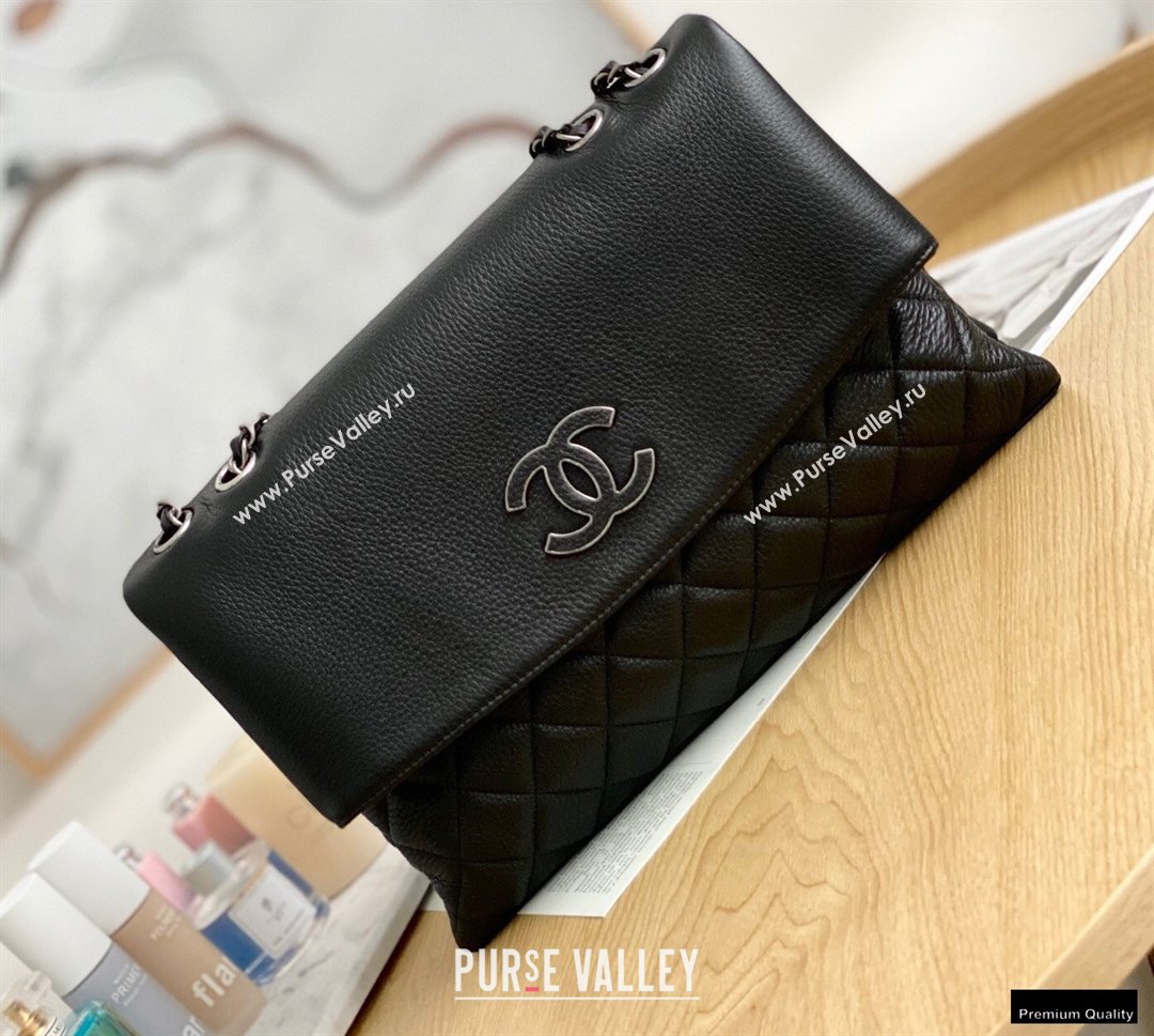 Chanel Deer Grained Calfskin Flap Shoulder Bag Black (yingfeng-21012730)