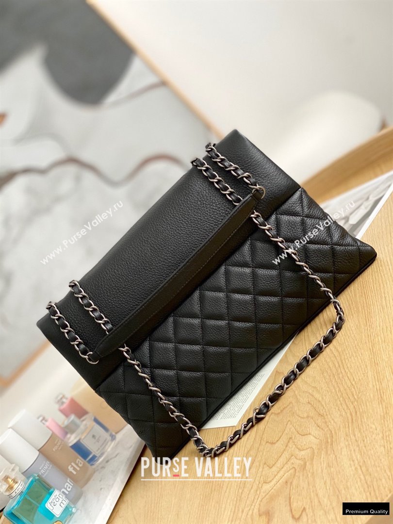 Chanel Deer Grained Calfskin Flap Shoulder Bag Black (yingfeng-21012730)