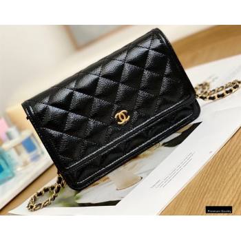 Chanel Crumpled Calfskin Wallet on Chain WOC Bag Black 2021 (yingfeng-21012213)