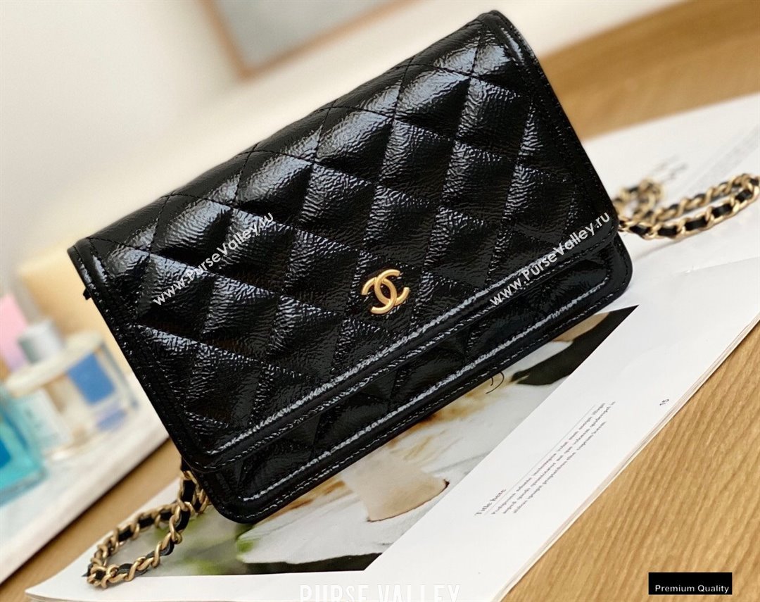 Chanel Crumpled Calfskin Wallet on Chain WOC Bag Black 2021 (yingfeng-21012213)