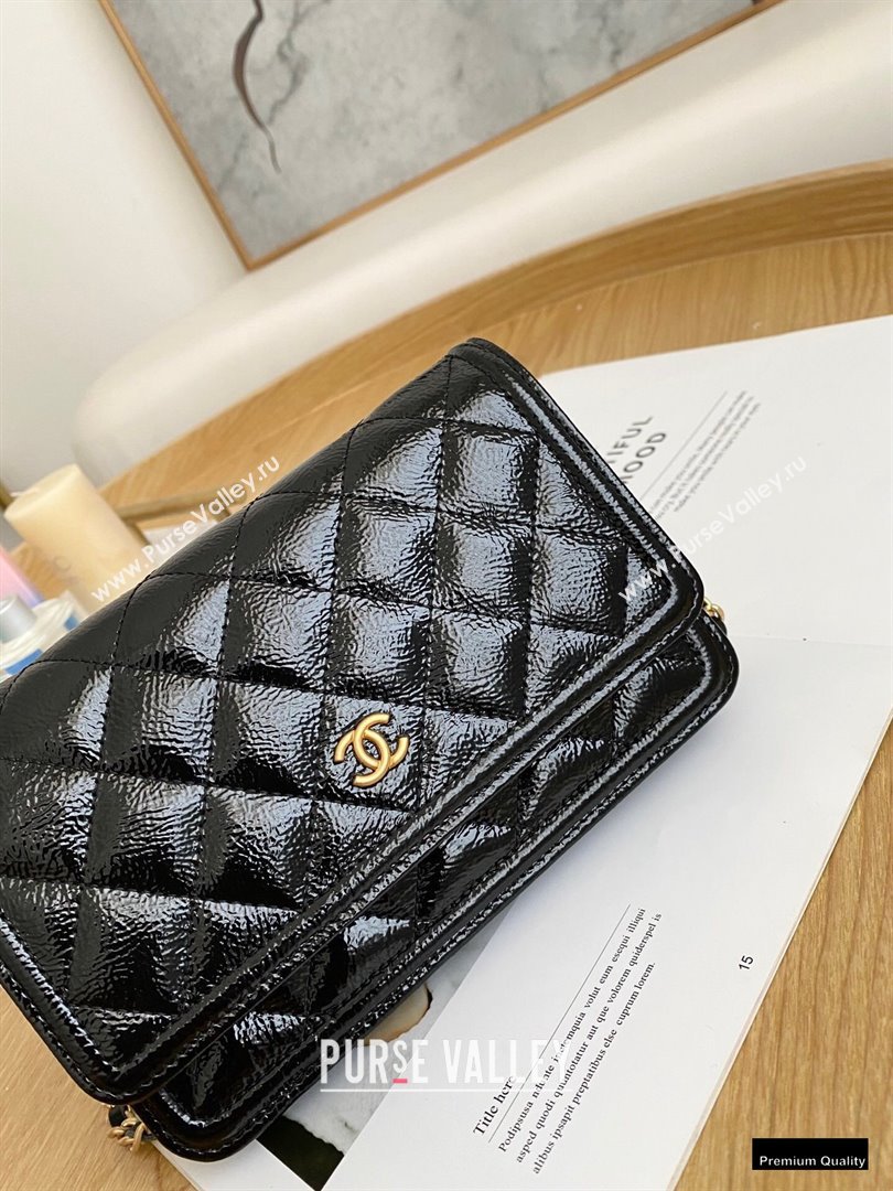 Chanel Crumpled Calfskin Wallet on Chain WOC Bag Black 2021 (yingfeng-21012213)