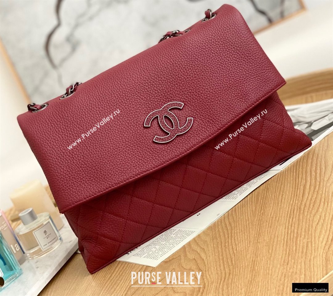 Chanel Deer Grained Calfskin Flap Shoulder Bag Red (yingfeng-21012733)