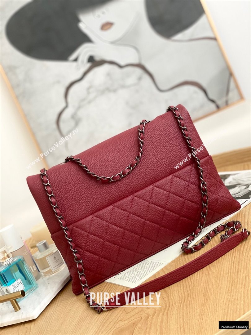 Chanel Deer Grained Calfskin Flap Shoulder Bag Red (yingfeng-21012733)