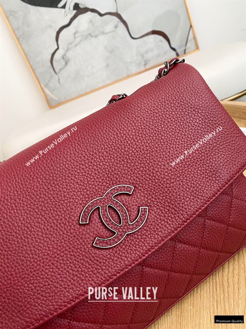Chanel Deer Grained Calfskin Flap Shoulder Bag Red (yingfeng-21012733)