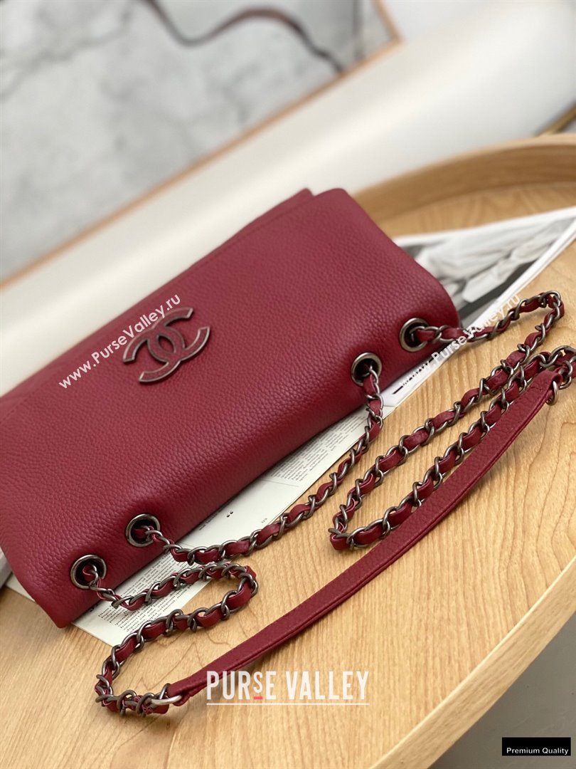 Chanel Deer Grained Calfskin Flap Shoulder Bag Red (yingfeng-21012733)