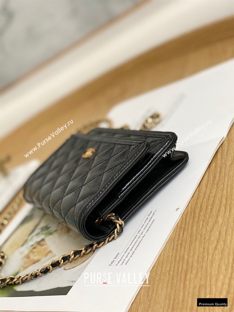 Chanel Crumpled Calfskin Wallet on Chain WOC Bag Black 2021 (yingfeng-21012213)