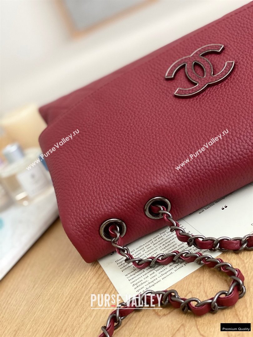 Chanel Deer Grained Calfskin Flap Shoulder Bag Red (yingfeng-21012733)