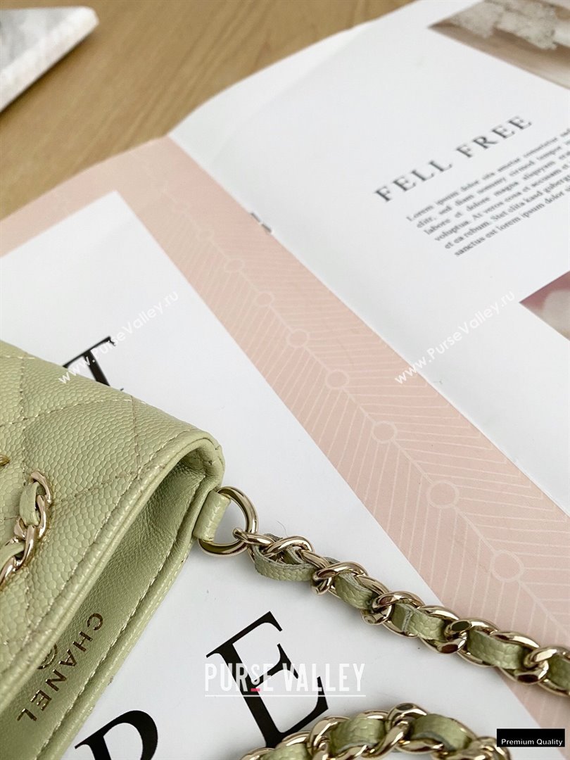 Chanel Chain CC Logo Grained Calfskin Phone Holder with Chain Bag AP1836 Light Green 2021 (yingfeng-21012723)