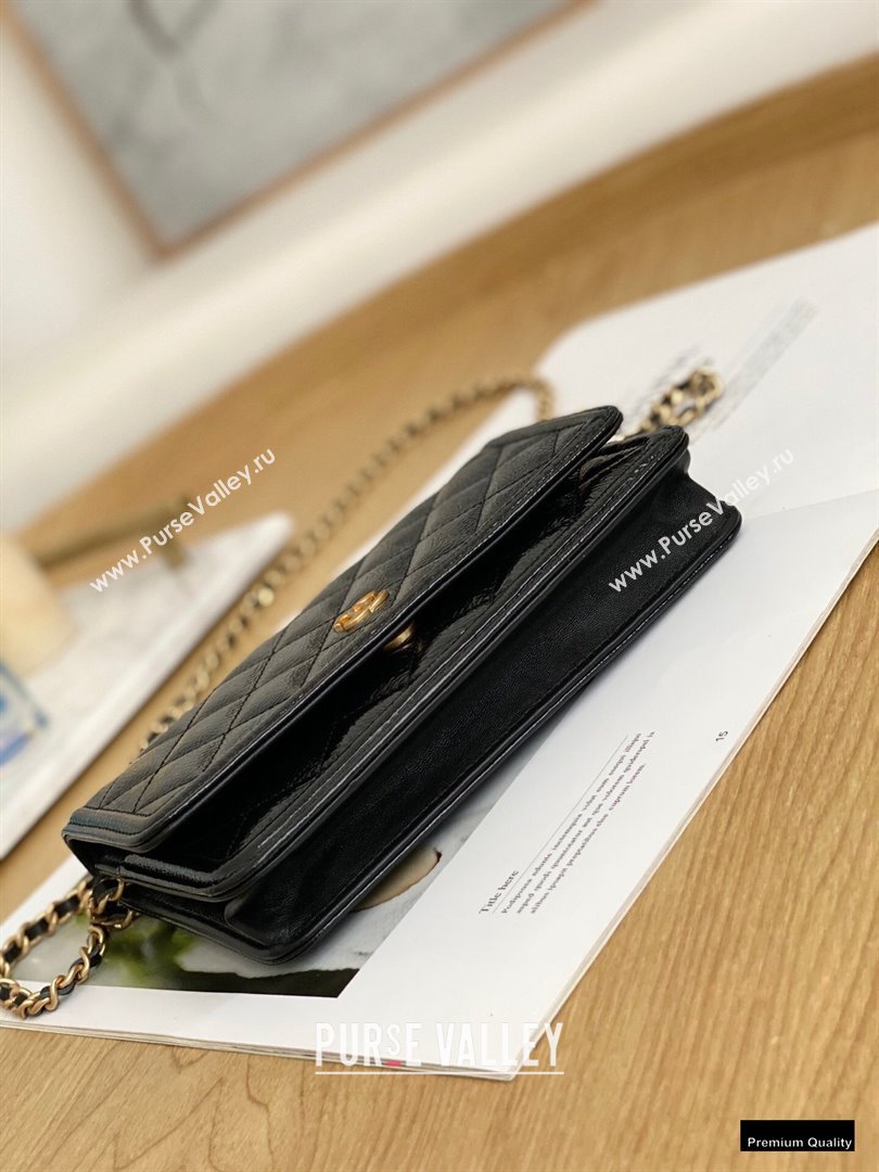 Chanel Crumpled Calfskin Wallet on Chain WOC Bag Black 2021 (yingfeng-21012213)