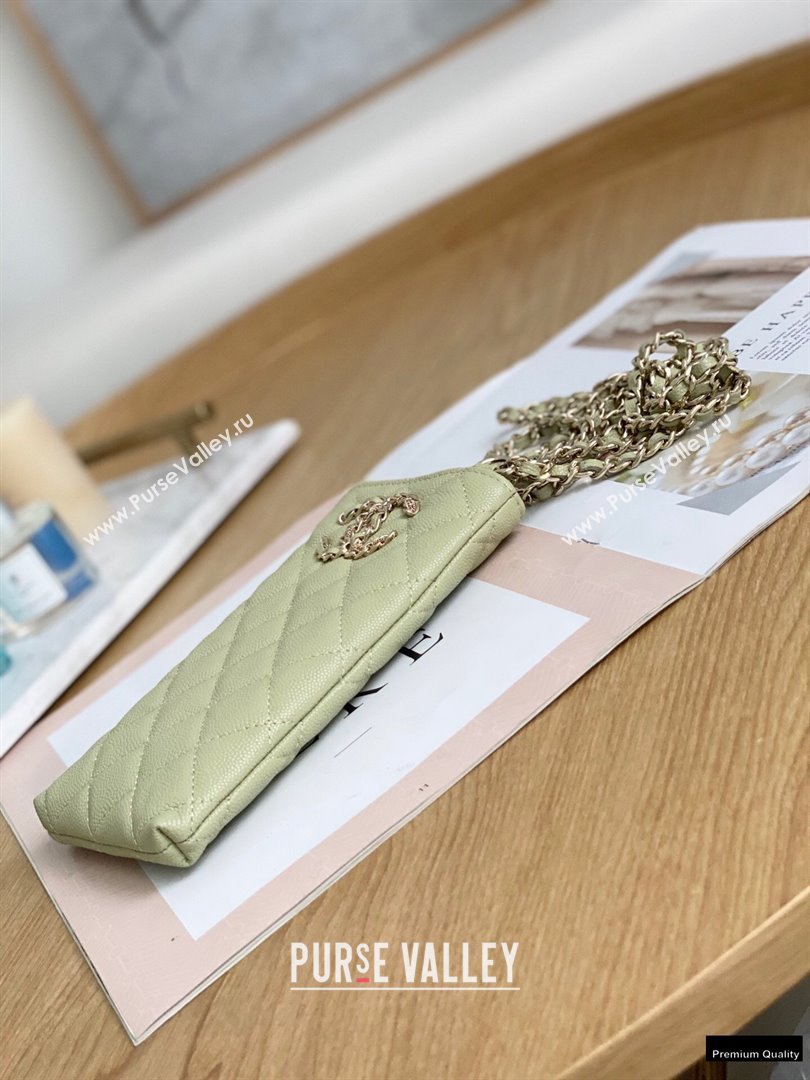 Chanel Chain CC Logo Grained Calfskin Phone Holder with Chain Bag AP1836 Light Green 2021 (yingfeng-21012723)