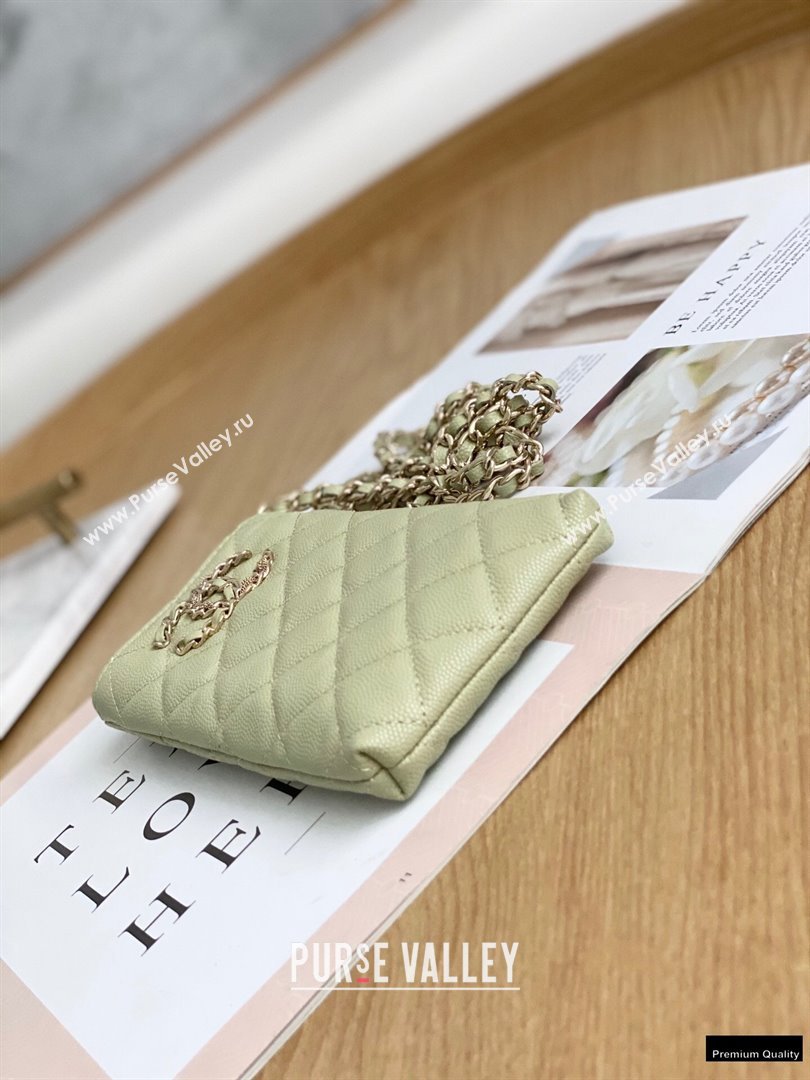Chanel Chain CC Logo Grained Calfskin Phone Holder with Chain Bag AP1836 Light Green 2021 (yingfeng-21012723)