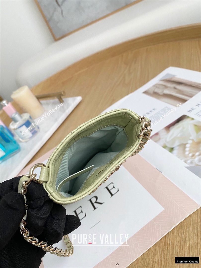 Chanel Chain CC Logo Grained Calfskin Phone Holder with Chain Bag AP1836 Light Green 2021 (yingfeng-21012723)