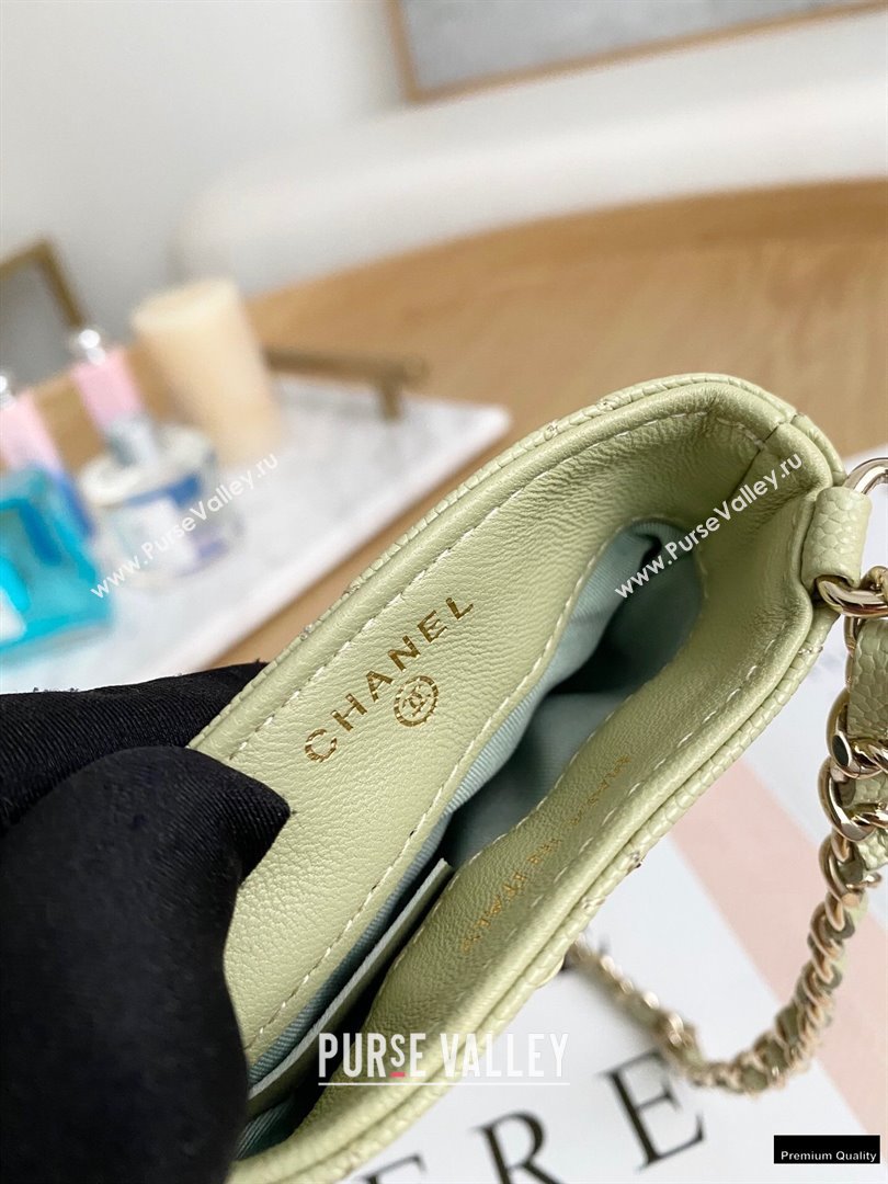 Chanel Chain CC Logo Grained Calfskin Phone Holder with Chain Bag AP1836 Light Green 2021 (yingfeng-21012723)