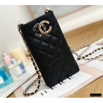 Chanel Chain CC Logo Grained Calfskin Phone Holder with Chain Bag AP1836 Black 2021 (yingfeng-21012720)