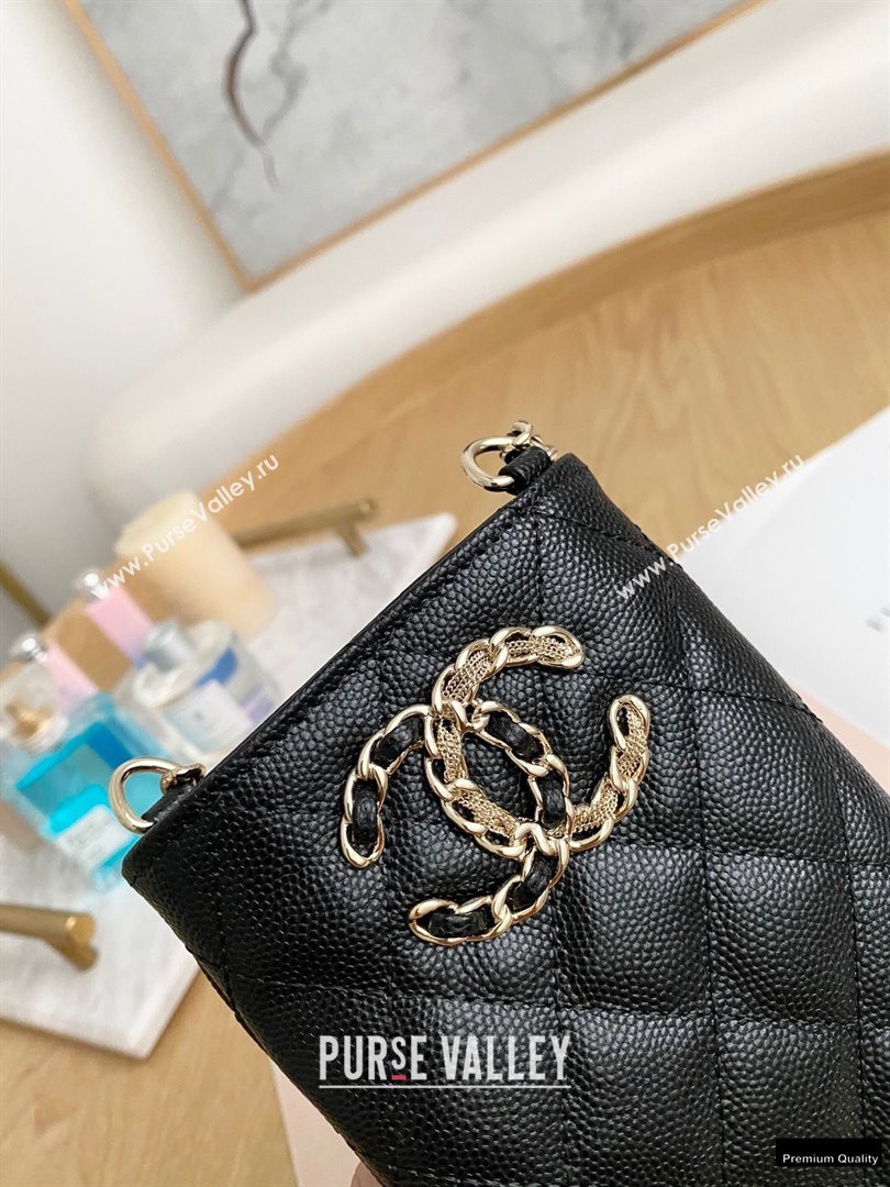 Chanel Chain CC Logo Grained Calfskin Phone Holder with Chain Bag AP1836 Black 2021 (yingfeng-21012720)