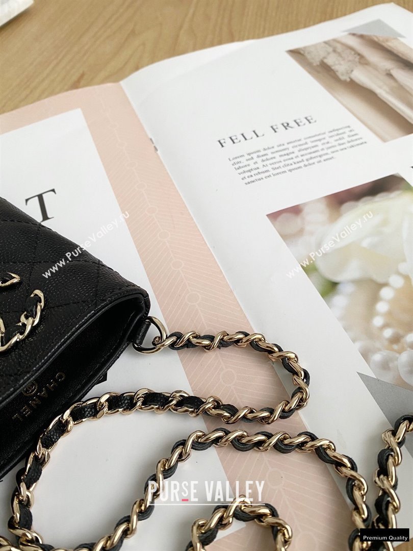 Chanel Chain CC Logo Grained Calfskin Phone Holder with Chain Bag AP1836 Black 2021 (yingfeng-21012720)