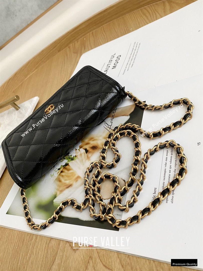 Chanel Crumpled Calfskin Wallet on Chain WOC Bag Black 2021 (yingfeng-21012213)