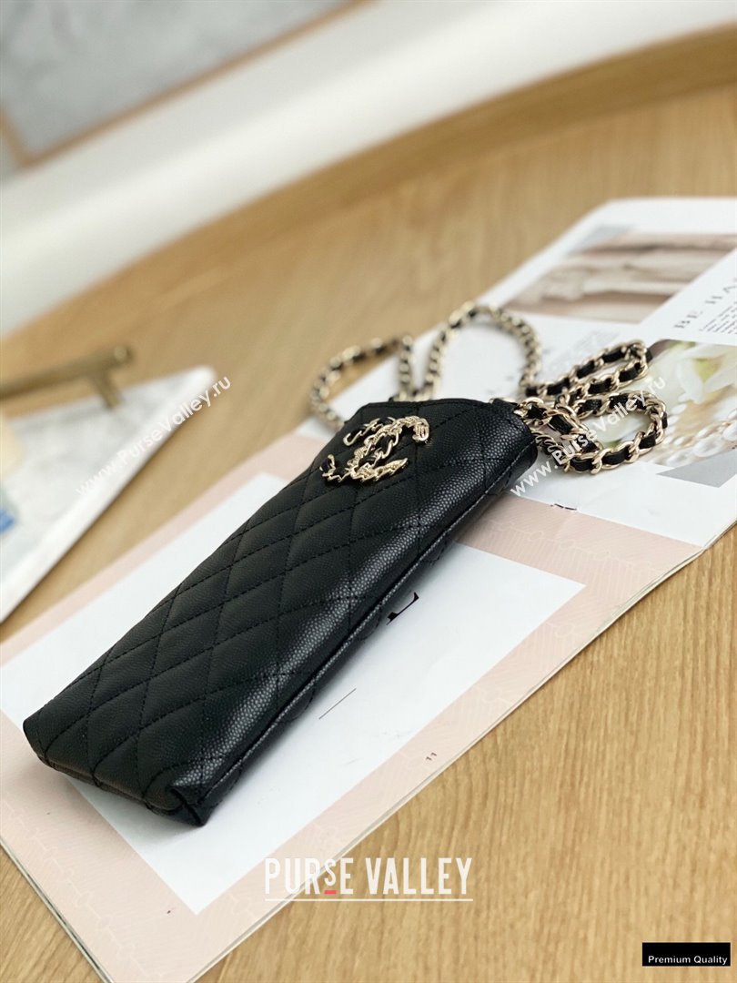 Chanel Chain CC Logo Grained Calfskin Phone Holder with Chain Bag AP1836 Black 2021 (yingfeng-21012720)