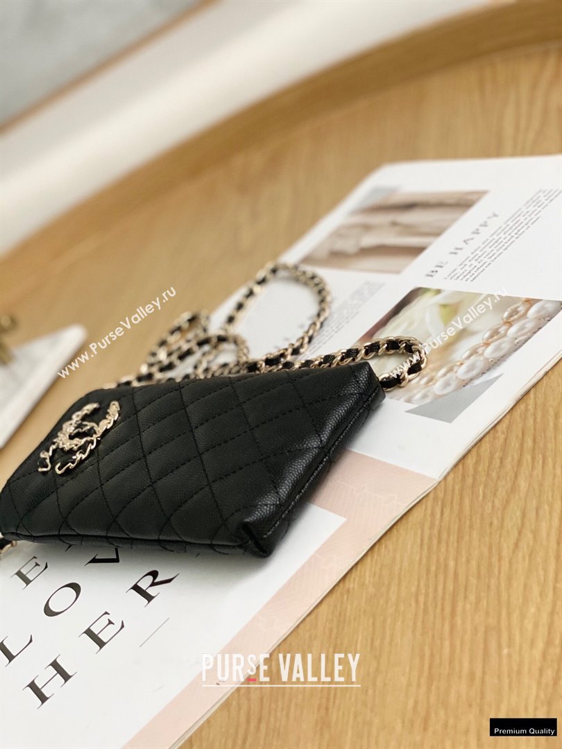 Chanel Chain CC Logo Grained Calfskin Phone Holder with Chain Bag AP1836 Black 2021 (yingfeng-21012720)