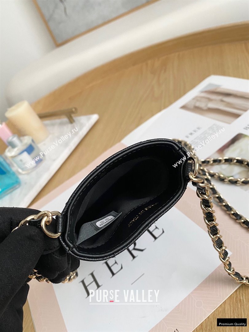 Chanel Chain CC Logo Grained Calfskin Phone Holder with Chain Bag AP1836 Black 2021 (yingfeng-21012720)