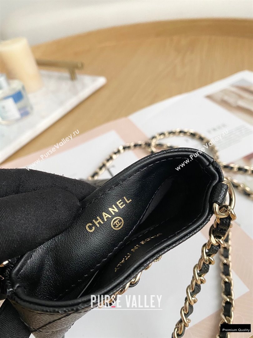 Chanel Chain CC Logo Grained Calfskin Phone Holder with Chain Bag AP1836 Black 2021 (yingfeng-21012720)