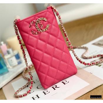 Chanel Chain CC Logo Grained Calfskin Phone Holder with Chain Bag AP1836 Coral Pink 2021 (yingfeng-21012722)