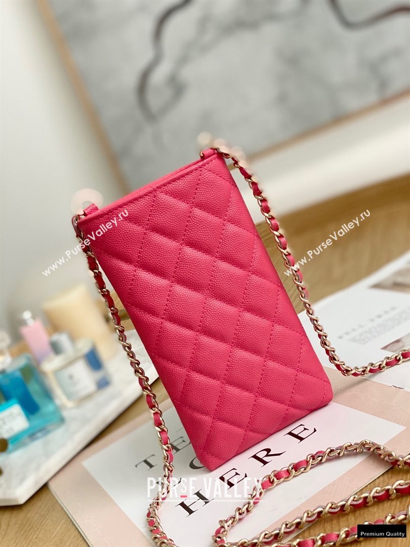 Chanel Chain CC Logo Grained Calfskin Phone Holder with Chain Bag AP1836 Coral Pink 2021 (yingfeng-21012722)
