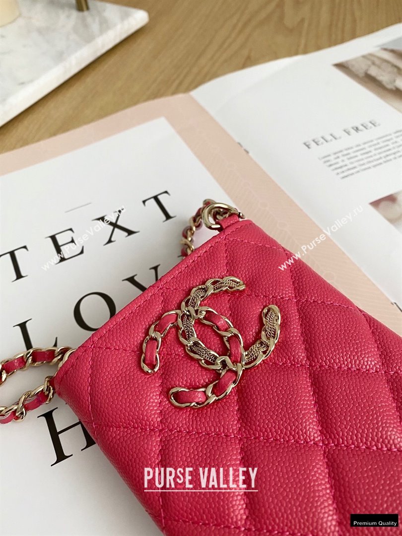 Chanel Chain CC Logo Grained Calfskin Phone Holder with Chain Bag AP1836 Coral Pink 2021 (yingfeng-21012722)