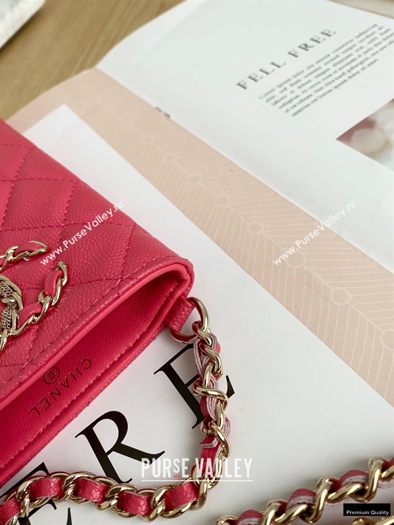 Chanel Chain CC Logo Grained Calfskin Phone Holder with Chain Bag AP1836 Coral Pink 2021 (yingfeng-21012722)