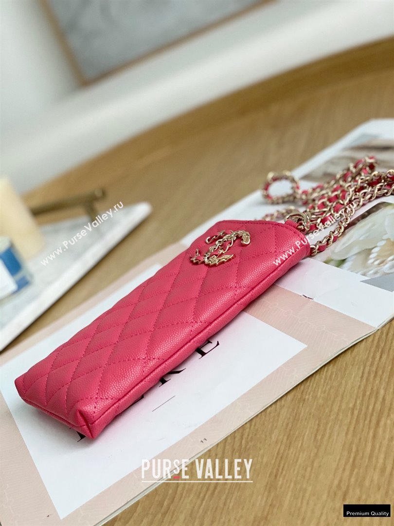 Chanel Chain CC Logo Grained Calfskin Phone Holder with Chain Bag AP1836 Coral Pink 2021 (yingfeng-21012722)