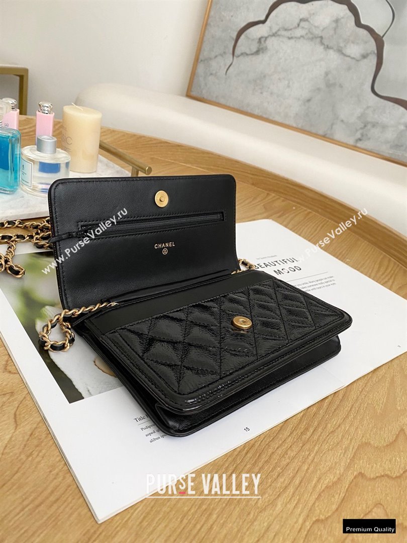 Chanel Crumpled Calfskin Wallet on Chain WOC Bag Black 2021 (yingfeng-21012213)