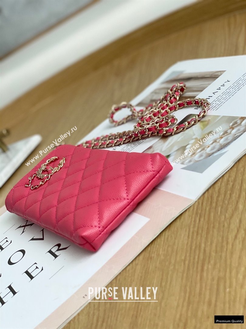 Chanel Chain CC Logo Grained Calfskin Phone Holder with Chain Bag AP1836 Coral Pink 2021 (yingfeng-21012722)