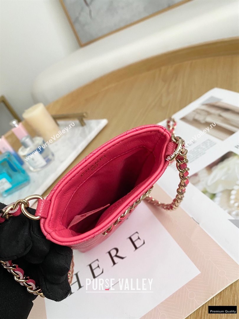 Chanel Chain CC Logo Grained Calfskin Phone Holder with Chain Bag AP1836 Coral Pink 2021 (yingfeng-21012722)