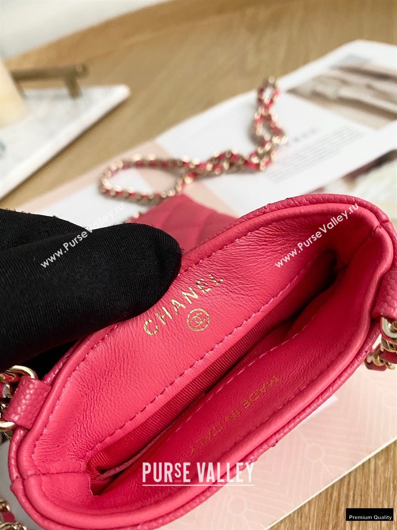 Chanel Chain CC Logo Grained Calfskin Phone Holder with Chain Bag AP1836 Coral Pink 2021 (yingfeng-21012722)