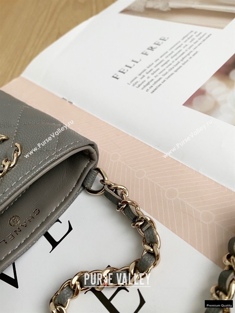 Chanel Chain CC Logo Grained Calfskin Phone Holder with Chain Bag AP1836 Gray 2021 (yingfeng-21012721)