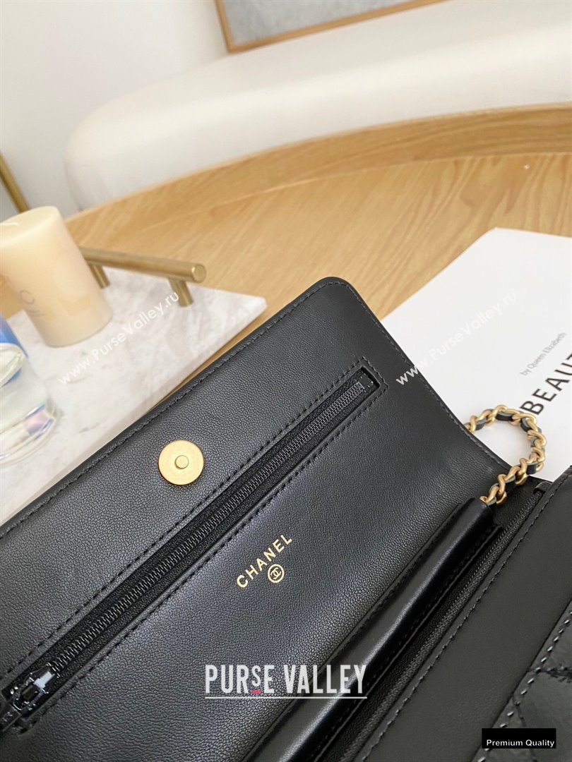 Chanel Crumpled Calfskin Wallet on Chain WOC Bag Black 2021 (yingfeng-21012213)