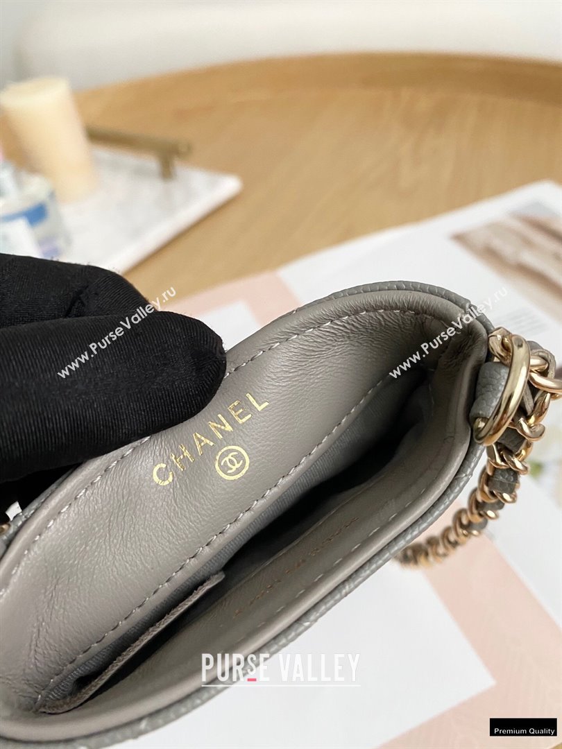 Chanel Chain CC Logo Grained Calfskin Phone Holder with Chain Bag AP1836 Gray 2021 (yingfeng-21012721)