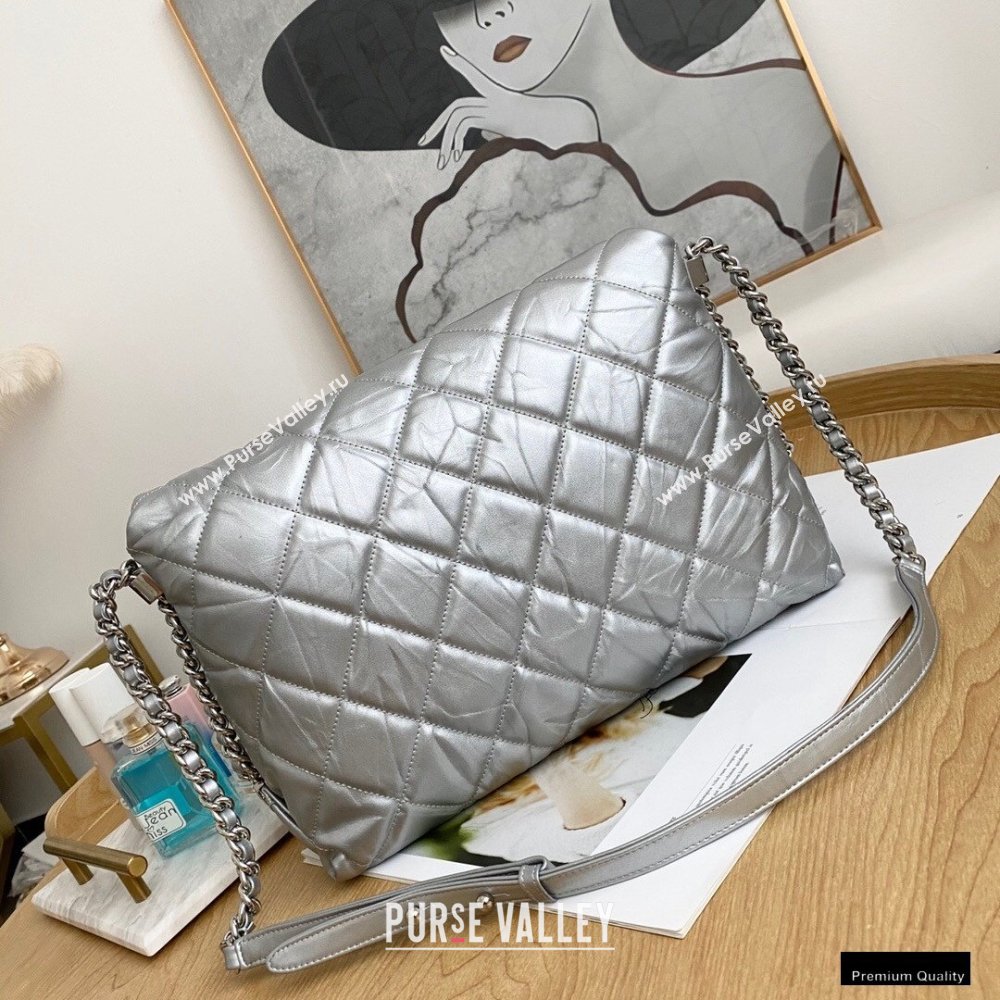Chanel Big Bang Metallic Crumpled Calfskin Flap Bag A91976 Silver (yingfeng-21012212)