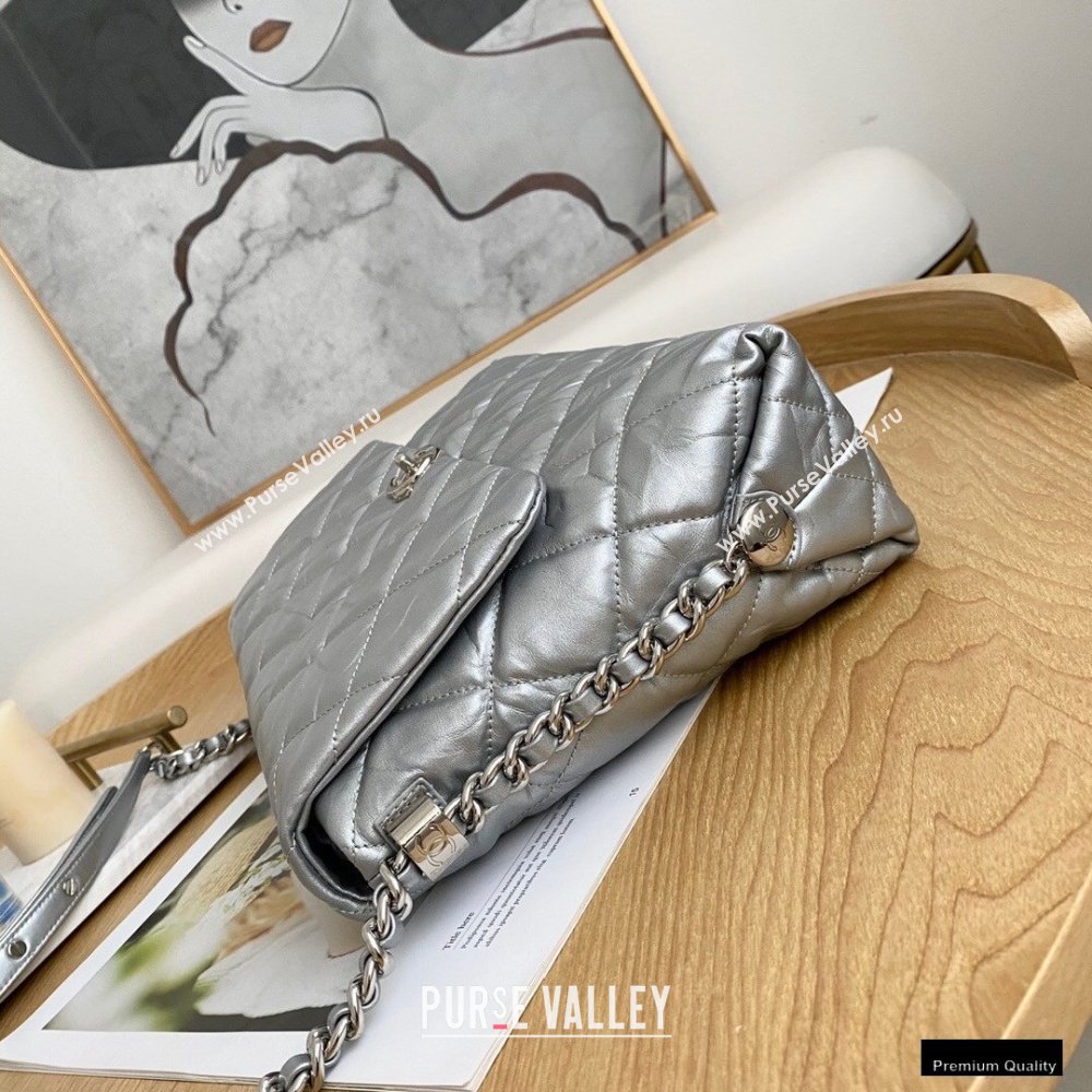 Chanel Big Bang Metallic Crumpled Calfskin Flap Bag A91976 Silver (yingfeng-21012212)