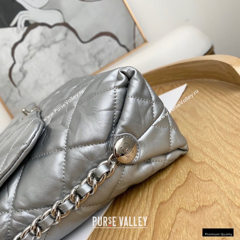 Chanel Big Bang Metallic Crumpled Calfskin Flap Bag A91976 Silver (yingfeng-21012212)