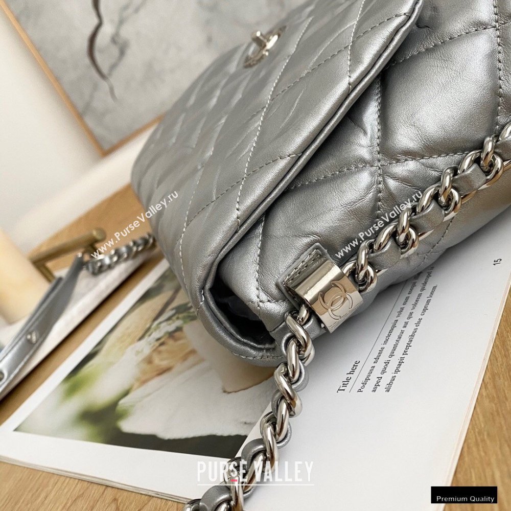 Chanel Big Bang Metallic Crumpled Calfskin Flap Bag A91976 Silver (yingfeng-21012212)