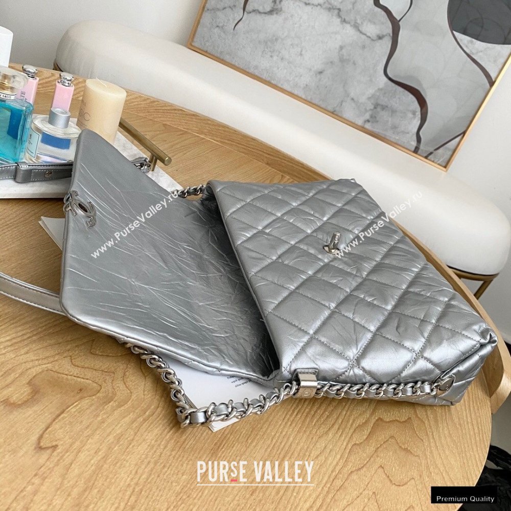 Chanel Big Bang Metallic Crumpled Calfskin Flap Bag A91976 Silver (yingfeng-21012212)